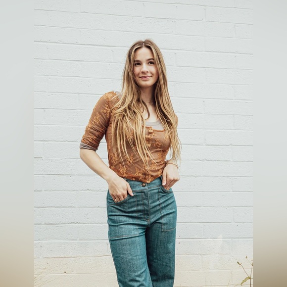 Free People- NWT -Lost in Lace Cardi- Bright Cider -Small - Picture 14 of 14